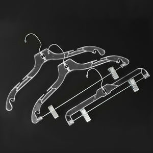 Lot de 100 cintres durables en plastique transparent PS Crystal pour bretelles, robes et hauts pour garde-robe - Product Image 1