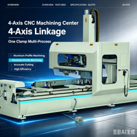 Centro de Mecanizado CNC de 4 Ejes para Perfiles Largos de Aluminio, Fresado y Taladrado Automático Continuo