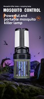 Lampe LED d'extérieur rechargeable en ABS, anti-moustiques, étanche, portable pour camping, avec crochet, pliable, lampe tue-moustiques
