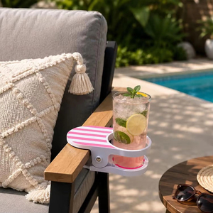 <b>Clip</b>-on Plastic Round <b>Hook</b>-Type Anti-Slip Beverage Holder Portable for Desk Table - Product Image 5