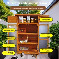 Maison pour chat en bois massif, moderne et minimaliste, pour extérieur, résistante à la pluie et au soleil, ventilée, isolée, avec rangement intégré
