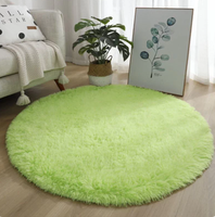 Tapis rond moelleux en polyester rose à poils longs, tapis doux pour chambre à coucher, salon, décoration de la maison