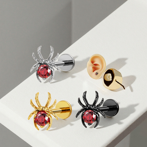Helix piercing phẳng trở lại bông tai Spider ear piercing đồ trang sức phụ nữ tai đồ trang sức Halloween Spider Web thiết kế sexy piercing - Product Image 4