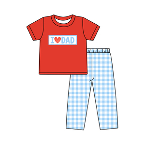 RTS J'aime Papa Broderie Enfants Garçons T-shirt Pantalon Long 2 Pièces Tenues Boutique En Gros Nouveaux Styles Vêtements Pour Enfants Pour Garçon - Product Image 4