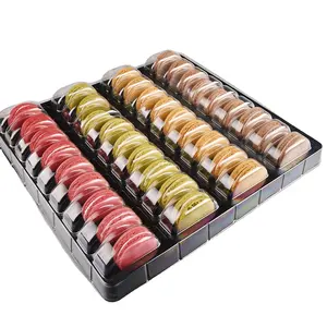 New Design 4 6 36pcs Insert Macaron Blister Tray Transparent Plastic Cover Macaron Trays Packaging