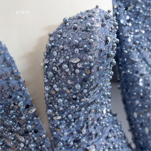 Robe de soirée sirène à manches longues avec perles et paillettes de haute qualité RSM67272 - Product Image 5
