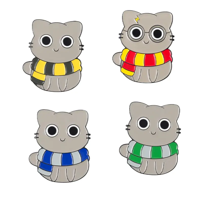 Pin de solapa de Harry de Anime de dibujos animados inspirado en la película Magic Cat Metal Badge accesorios de disfraz para regalo de Fans