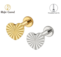 Diamante corte corazón Stud pendiente titanio 18G 16G Threadless Push Pin Labret Tragus cartílago pendientes Conch labio Piercing joyería