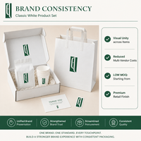 Kit d'emballage de café personnalisé en PE blanc minimaliste et recyclable avec sacs à fond plat et pochettes – Coffret cadeau pour torréfacteur