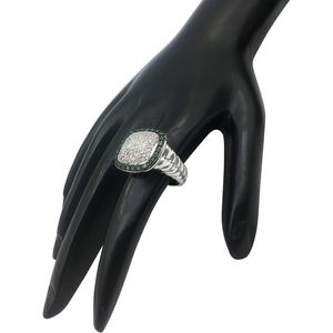 Anillo de Diamantes de 0.95 Quilates, Corte Redondo, Blanco y Verde, Halo Natural, Plata de Ley, Color G H, Claridad P2, Anillo de Compromiso para Mujer - Product Image 4