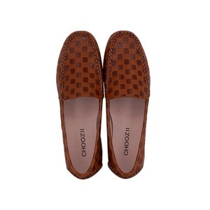 Choozii – mocassins en cuir gaufré marron pour <span class=keywords><strong>femme</strong></span>, chaussures à enfiler, nouveau Design - Product Image 1