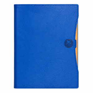 Carnet relié en cuir bleu roi vibrant Aurelux avec fermeture à bouton floral unique pour la planification quotidienne, l'écriture de notes et la créativité - Product Image 1