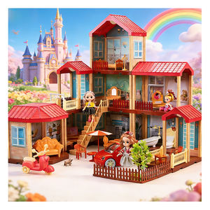 Maison de poupée en plastique pour enfants avec meubles et accessoires, chambre, cuisine, salle de bain, balcon, ensemble de jeu d'imitation, cadeau pour les enfants de 5 à 7 ans - Product Image 1