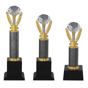 Trofeo de Metal Fundido a Presión con Diseño de Trigo Dorado, Grabado Láser, Impresión UV, Portátil para Premios Deportivos - Product Image 1
