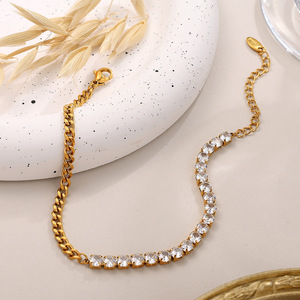 Collier en zircon complet de style européen et américain, chaîne en or minimaliste, chaîne de clavicule pour femme, usage quotidien, directement de l'usine de Dongguan - Product Image 3