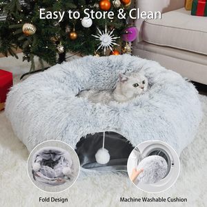 <span class=keywords><strong>Tunnel</strong></span> per Gatti con Cuccia per Gatti da Interno, Morbido <span class=keywords><strong>Tunnel</strong></span> a Ciambella in Peluche, Giocattolo Multifunzionale - Product Image 4