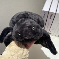 Coussin en peluche araignée noire, décoration d'Halloween, coussin de farce, poupée amusante super douce