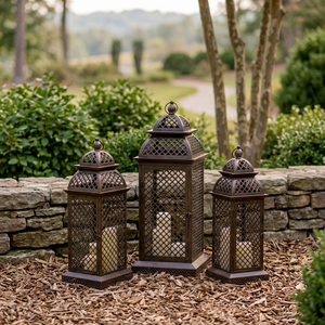 Wholesale Rustic Style <b>Metal</b> Candle Holder Lantern for Outdoor Garden Lighting Decoration - Product Image 2