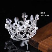Décoration de gâteau d'anniversaire en or avec mini couronne, accessoires décoratifs pour décoration de mariage, diadème et couronne de perles