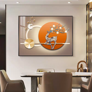 Decorazione Nordica per la Casa, <span class=keywords><strong>Quadro</strong></span> con Cornice per Contatore Elettrico, Arte Murale di Lusso con Stampa Dorata di <span class=keywords><strong>Cervo</strong></span> Portafortuna - Product Image 5