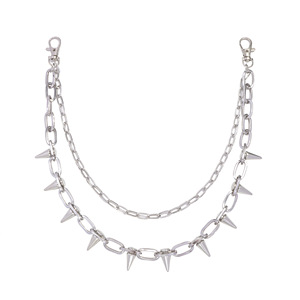 Cadena de cintura de doble capa con púas metálicas de aleación de zinc, accesorio unisex para fiestas, para jeans - Product Image 5