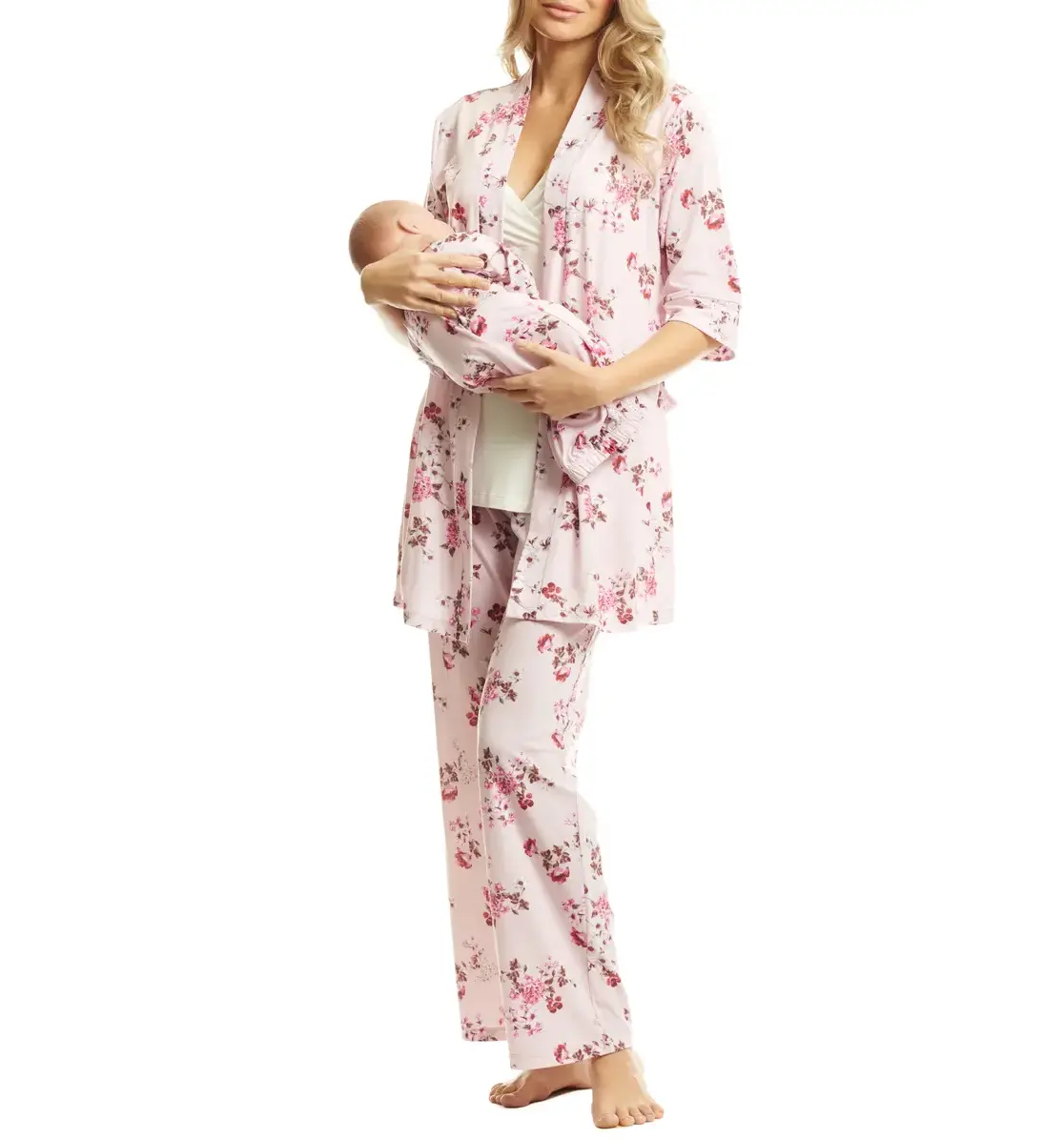 2022 Wholesale new soft 5-Piece Maternity and Nursing Sleep Set nursing lounge wear