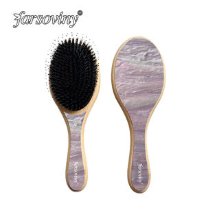 Brosse de luxe en bambou biologique et acétate de cellulose fabriquée à la main Brosse à cheveux démêlante à palette ovale Brosse plate en <span class=keywords><strong>Chantilly</strong></span> rose - Product Image 6