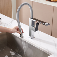Robinet de cuisine haut de gamme en laiton à poignée unique, eau chaude et froide, avec cartouche en acier inoxydable, à poser sur plan