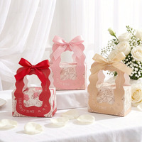 Boîte cadeau réutilisable en papier écologique avec poignée en ruban, emballage de bonbons floraux pour la décoration de table de mariage