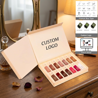 Boîte cadeau magnétique rouge faite à la main avec insert en EVA, emballage personnalisé pour rouge à lèvres et gloss cosmétique en matériau mat