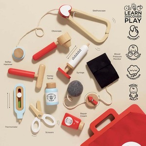 Set da gioco medico in legno per bambini, Kit medico di finzione con giochi di ruolo da infermiera, i classici <span class=keywords><strong>giocattoli</strong></span> in legno possono personalizzare - Product Image 3