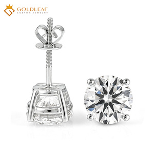 Pendientes de oro blanco de 18 quilates con diamantes cultivados en laboratorio, corte redondo, brillo brillante, engaste a mano. - Product Image 5