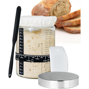 Frasco para Fermentación de Masa Madre con Tapa de Bambú, Frasco de Vidrio Resistente, Suministros para Hornear Pan de Masa Madre, Frasco de Boca Ancha para Fermentación de Masa - Product Image 1