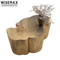 WISEMAX FURNITURE Italie Meubles de salon de luxe Table basse en métal Table basse en acier inoxydable doré Table à thé