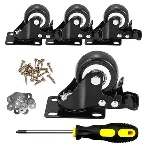 High Quality heavy duty 45kg 100lb screws Set of 4 , Swivel PVC Furniture Industrial Cabinet Furniture caster wheels 2 inch