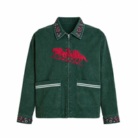 Veste de travail pour homme en sergé de coton délavé vintage personnalisé avec col et broderie cheval