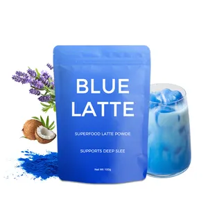 Superfood Blue Lavender Latte Calm Support Deep Sleep Blue Tea Custom Blue Latte Powder