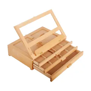 Bview Art Wooden Artist Painting Table Easel With 3-Drawer Storage Box