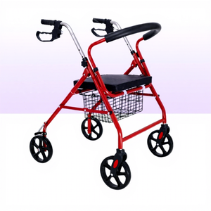 KS Foldable Four-Wheeled <b>Rollator</b> <b>Walker</b> With Seat And Basket For Seniors Mobility Aid - Product Image 4