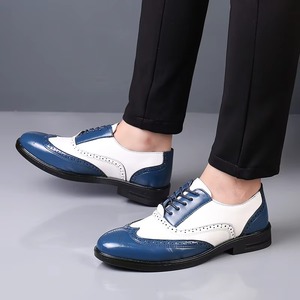 Chaussures habillées pour hommes à bout pointu, grande taille 38-47UK, design sculpté coloré, fermeture à lacets, respirantes, antidérapantes, légères - Product Image 6