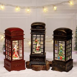 Caja de Música con Luz Nocturna LED, Funciona con Pilas, de Plástico, Llena de Agua, con Efecto de Nieve Musical, Diseño de Cabina Telefónica Navideña - Product Image 2