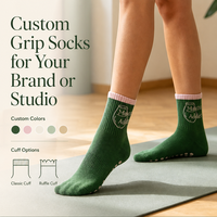 Chaussettes de yoga et de Pilates antidérapantes pour femmes, en coton tricoté, avec logo personnalisé, respirantes et antidérapantes