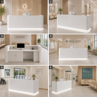 Comptoir de réception médical moderne, bureau d'accueil d'hôpital, comptoir de réception de clinique, blanc, mobilier commercial personnalisé pour les soins de santé