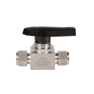 Válvula de Bola de Acero Inoxidable ROKE SS316 de 2500 PSI, Métrica, con Doble Férula, para Uso Industrial de Alta Presión - Product Image 1