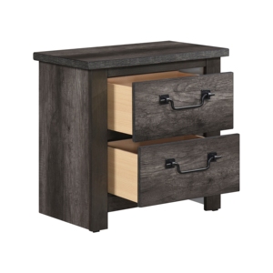 Gray Finish 2 <b>Drawer</b> <b>Storage</b> Nightstand Wooden Furniture Traditional Design Bedside Cabinet - Product Image 4