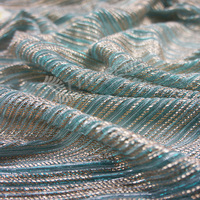Tissu plissé vert clair, tissu à impression métallique pour robe en stock