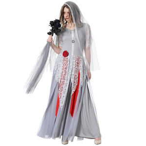 Robe de mariée fantôme d'Halloween, imprimé crâne, robe pour femmes, costume de fête de carnaval, cosplay, performance scénique, tenue de convention de bande dessinée - Product Image 6