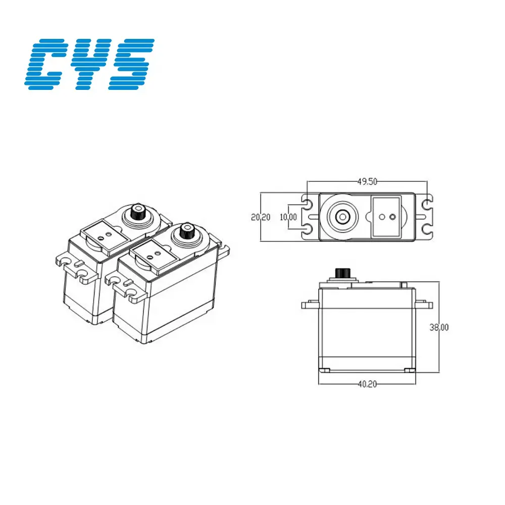 CYS-S0250 62g 25kg 25T標準防水デジタルアイアンコアサーボ、メタルギア付き1/8 RCカー用