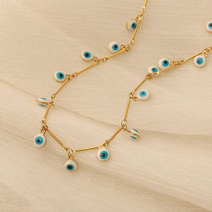 18K 골드 도금 아이 목걸이 보헤미안 초커 목걸이 터키어 변색 무료 방수 스테인레스 스틸 블루 아이 쥬얼리 목걸이 - Product Image 1