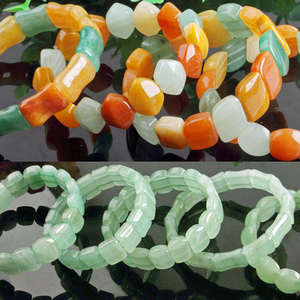 กำไลหยกเขียวธรรมชาติร้อยลูกปัดเชือกยางยืดหลากสี กำไลหยกทรงสูงแบบไม้ไผ่สำหรับผู้หญิง เครื่องประดับคุณภาพสูง ขายส่ง - Product Image 3